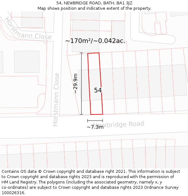 54, NEWBRIDGE ROAD, BATH, BA1 3JZ: Plot and title map