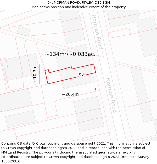 54, NORMAN ROAD, RIPLEY, DE5 3GN: Plot and title map