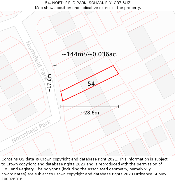 54, NORTHFIELD PARK, SOHAM, ELY, CB7 5UZ: Plot and title map