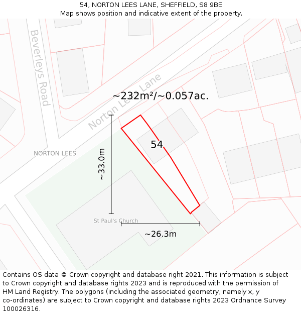 54, NORTON LEES LANE, SHEFFIELD, S8 9BE: Plot and title map