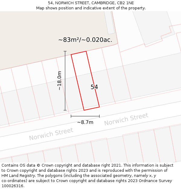 54, NORWICH STREET, CAMBRIDGE, CB2 1NE: Plot and title map