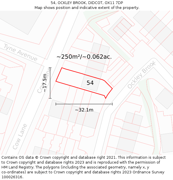 54, OCKLEY BROOK, DIDCOT, OX11 7DP: Plot and title map