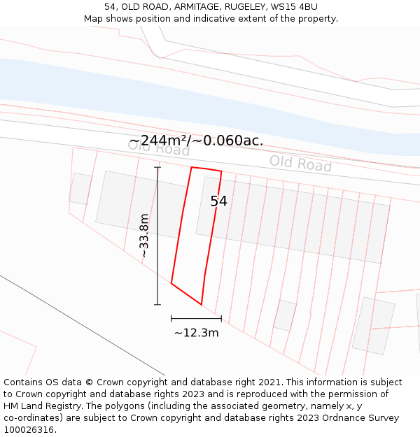 54, OLD ROAD, ARMITAGE, RUGELEY, WS15 4BU: Plot and title map