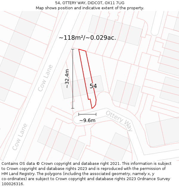54, OTTERY WAY, DIDCOT, OX11 7UG: Plot and title map