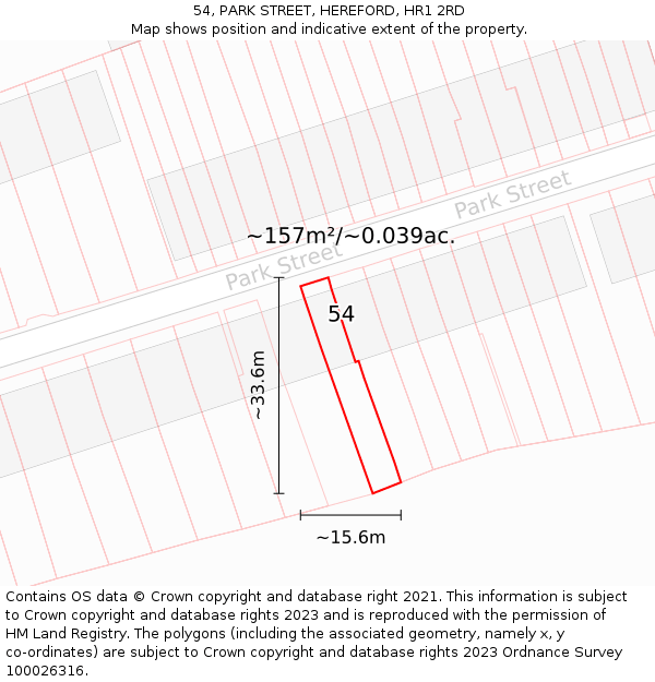 54, PARK STREET, HEREFORD, HR1 2RD: Plot and title map