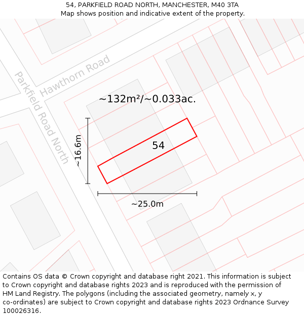 54, PARKFIELD ROAD NORTH, MANCHESTER, M40 3TA: Plot and title map