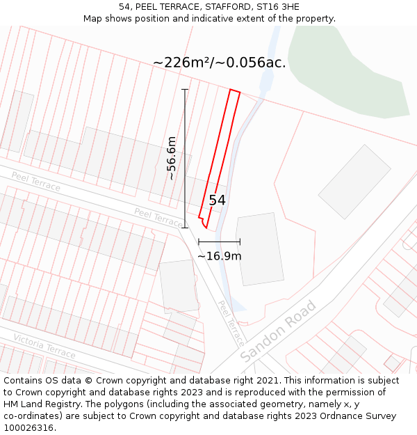 54, PEEL TERRACE, STAFFORD, ST16 3HE: Plot and title map