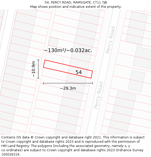 54, PERCY ROAD, RAMSGATE, CT11 7JB: Plot and title map