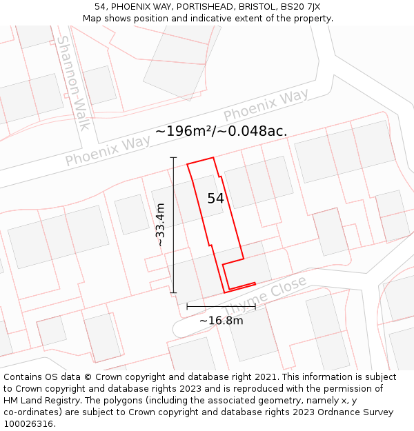 54, PHOENIX WAY, PORTISHEAD, BRISTOL, BS20 7JX: Plot and title map