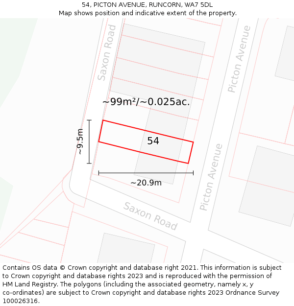 54, PICTON AVENUE, RUNCORN, WA7 5DL: Plot and title map