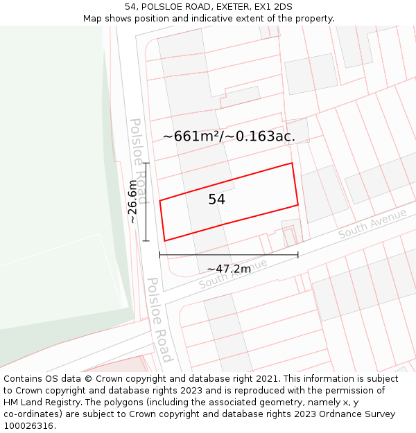 54, POLSLOE ROAD, EXETER, EX1 2DS: Plot and title map