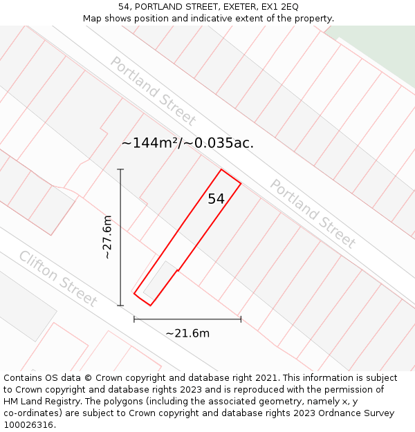 54, PORTLAND STREET, EXETER, EX1 2EQ: Plot and title map