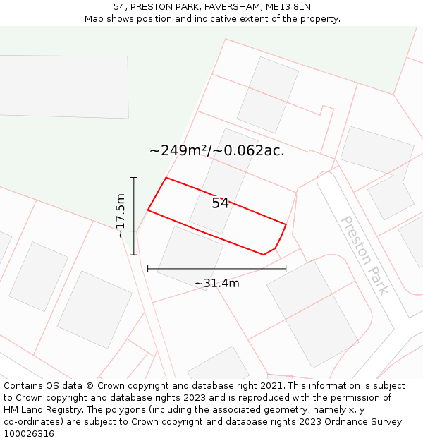 54, PRESTON PARK, FAVERSHAM, ME13 8LN: Plot and title map
