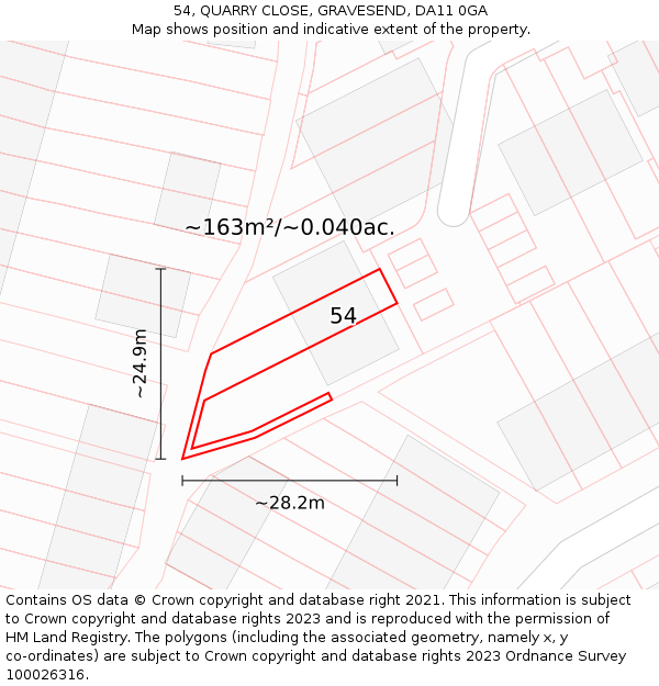 54, QUARRY CLOSE, GRAVESEND, DA11 0GA: Plot and title map