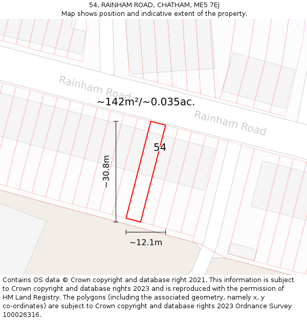 54, RAINHAM ROAD, CHATHAM, ME5 7EJ: Plot and title map