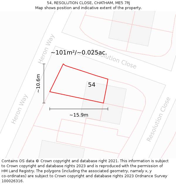 54, RESOLUTION CLOSE, CHATHAM, ME5 7RJ: Plot and title map