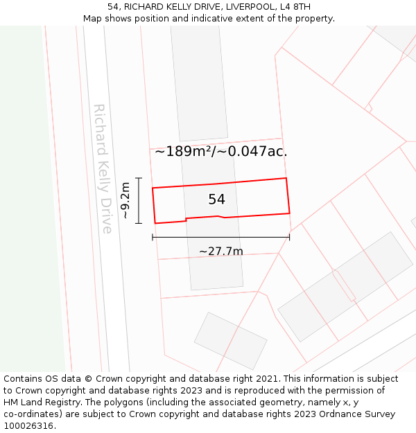 54, RICHARD KELLY DRIVE, LIVERPOOL, L4 8TH: Plot and title map
