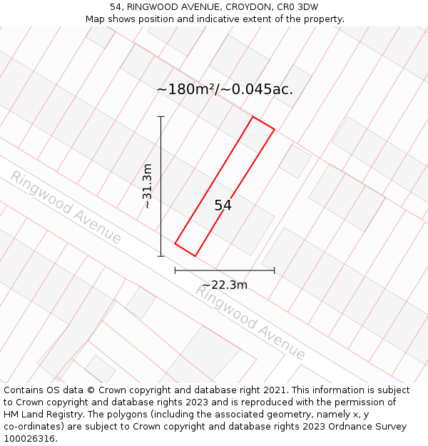 54, RINGWOOD AVENUE, CROYDON, CR0 3DW: Plot and title map
