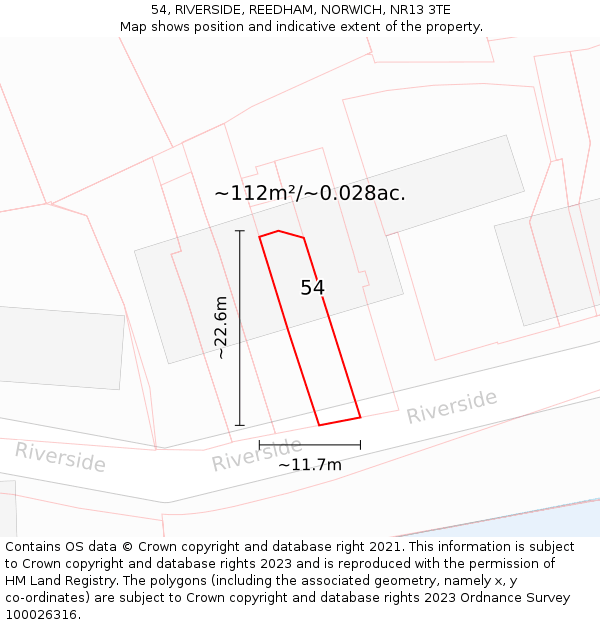 54, RIVERSIDE, REEDHAM, NORWICH, NR13 3TE: Plot and title map