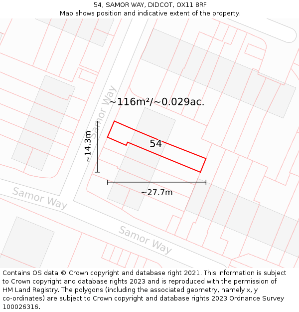 54, SAMOR WAY, DIDCOT, OX11 8RF: Plot and title map