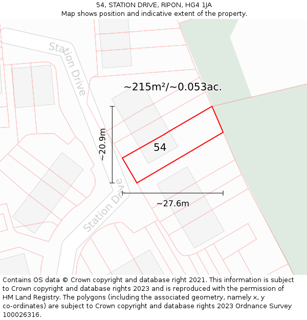 54, STATION DRIVE, RIPON, HG4 1JA: Plot and title map