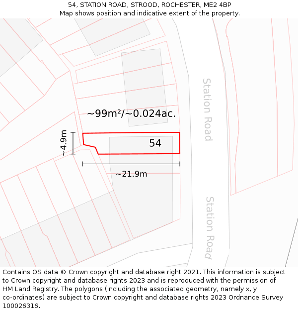 54, STATION ROAD, STROOD, ROCHESTER, ME2 4BP: Plot and title map