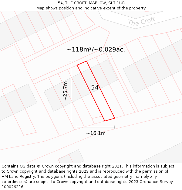 54, THE CROFT, MARLOW, SL7 1UR: Plot and title map