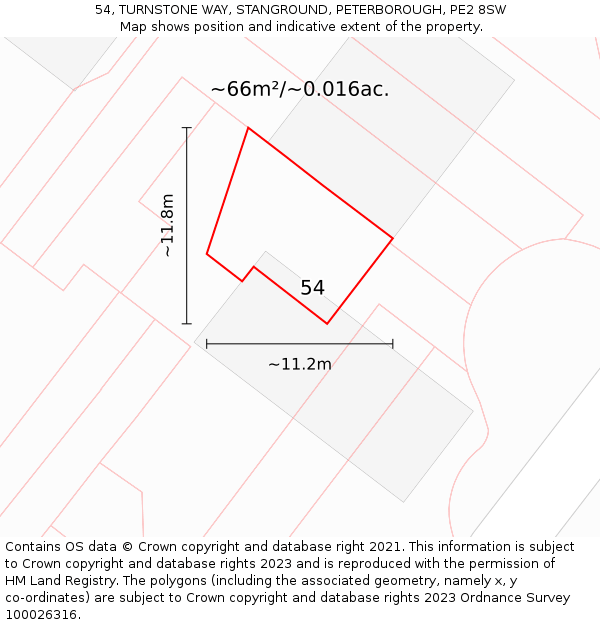 54, TURNSTONE WAY, STANGROUND, PETERBOROUGH, PE2 8SW: Plot and title map