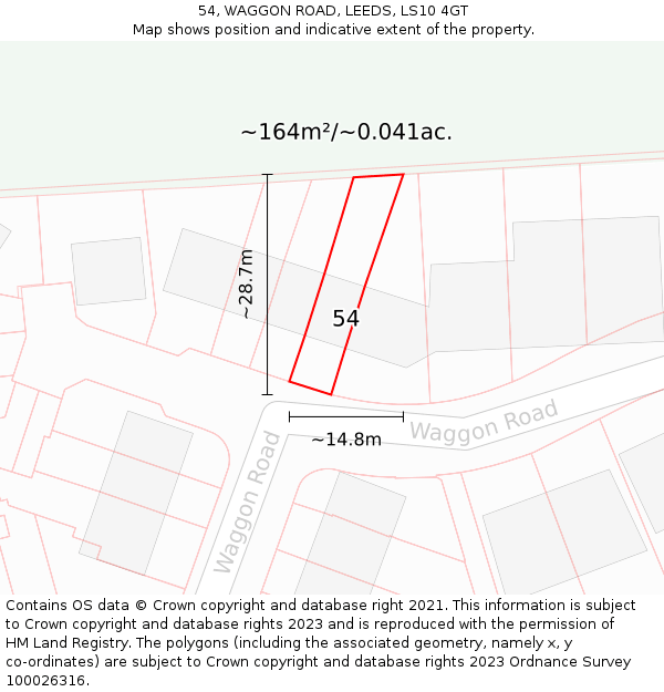 54, WAGGON ROAD, LEEDS, LS10 4GT: Plot and title map