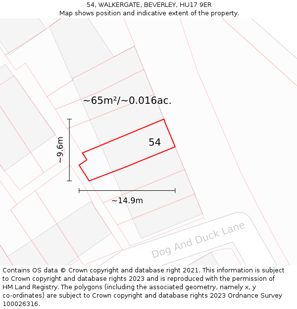 54, WALKERGATE, BEVERLEY, HU17 9ER: Plot and title map