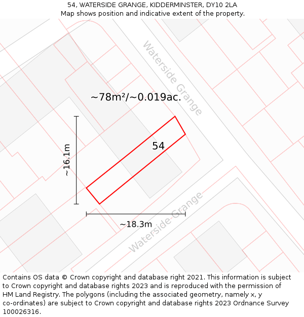 54, WATERSIDE GRANGE, KIDDERMINSTER, DY10 2LA: Plot and title map