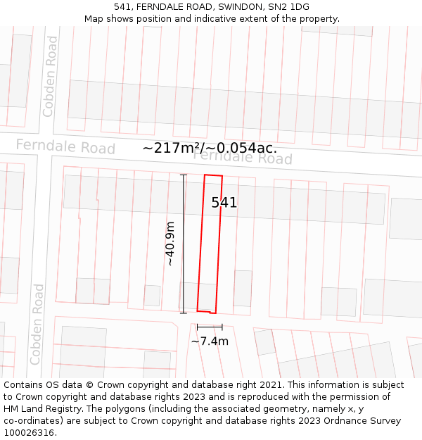 541, FERNDALE ROAD, SWINDON, SN2 1DG: Plot and title map