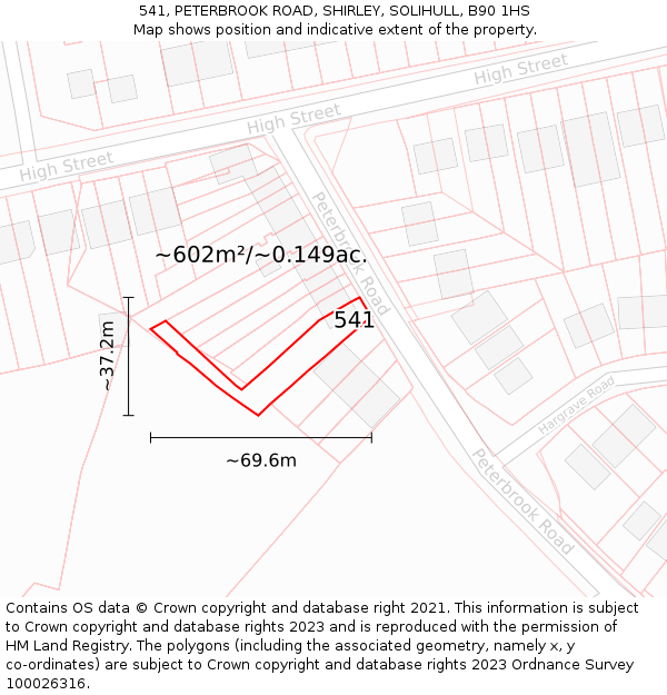 541, PETERBROOK ROAD, SHIRLEY, SOLIHULL, B90 1HS: Plot and title map