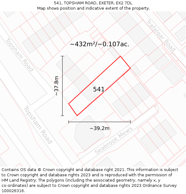 541, TOPSHAM ROAD, EXETER, EX2 7DL: Plot and title map