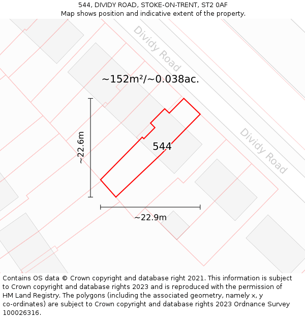 544, DIVIDY ROAD, STOKE-ON-TRENT, ST2 0AF: Plot and title map