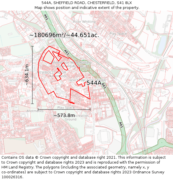 544A, SHEFFIELD ROAD, CHESTERFIELD, S41 8LX: Plot and title map