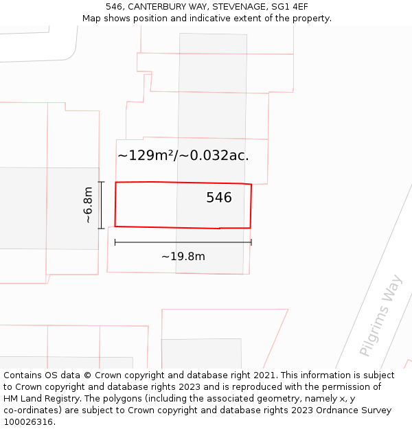 546, CANTERBURY WAY, STEVENAGE, SG1 4EF: Plot and title map