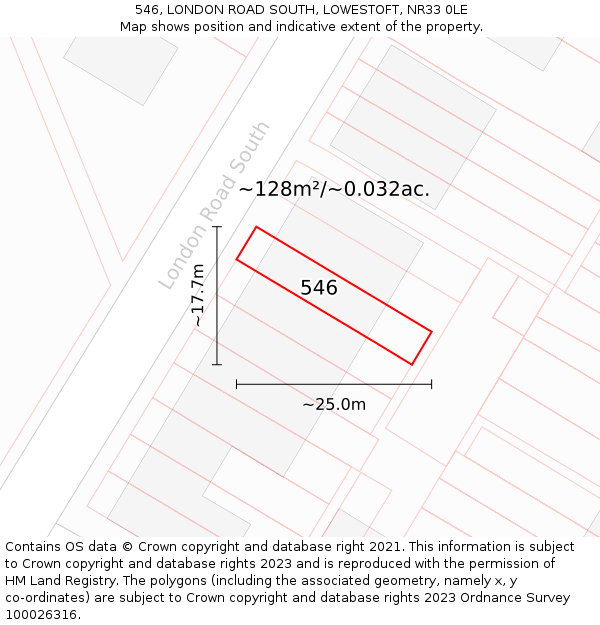 546, LONDON ROAD SOUTH, LOWESTOFT, NR33 0LE: Plot and title map