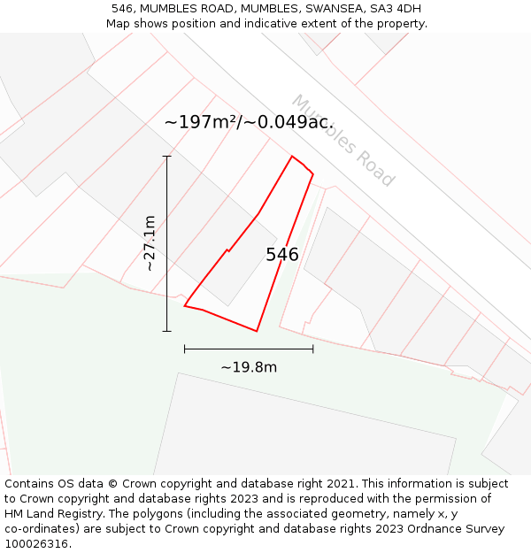 546, MUMBLES ROAD, MUMBLES, SWANSEA, SA3 4DH: Plot and title map