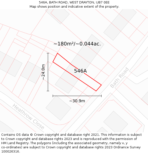 546A, BATH ROAD, WEST DRAYTON, UB7 0EE: Plot and title map
