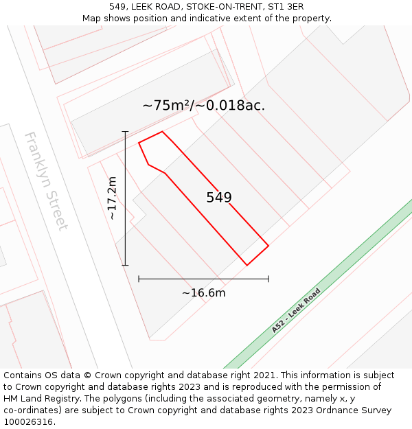 549, LEEK ROAD, STOKE-ON-TRENT, ST1 3ER: Plot and title map