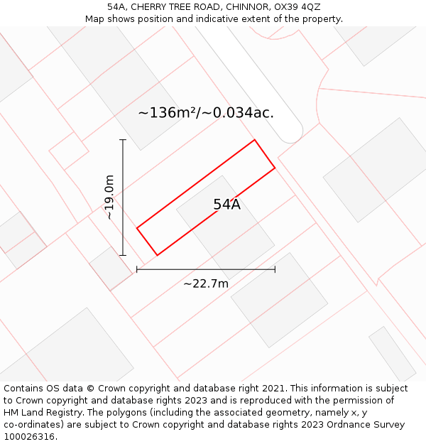 54A, CHERRY TREE ROAD, CHINNOR, OX39 4QZ: Plot and title map