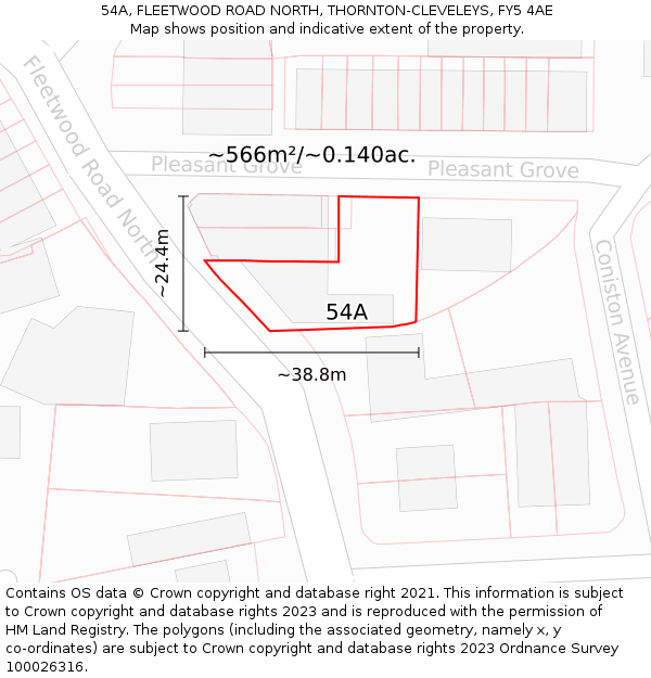 54A, FLEETWOOD ROAD NORTH, THORNTON-CLEVELEYS, FY5 4AE: Plot and title map