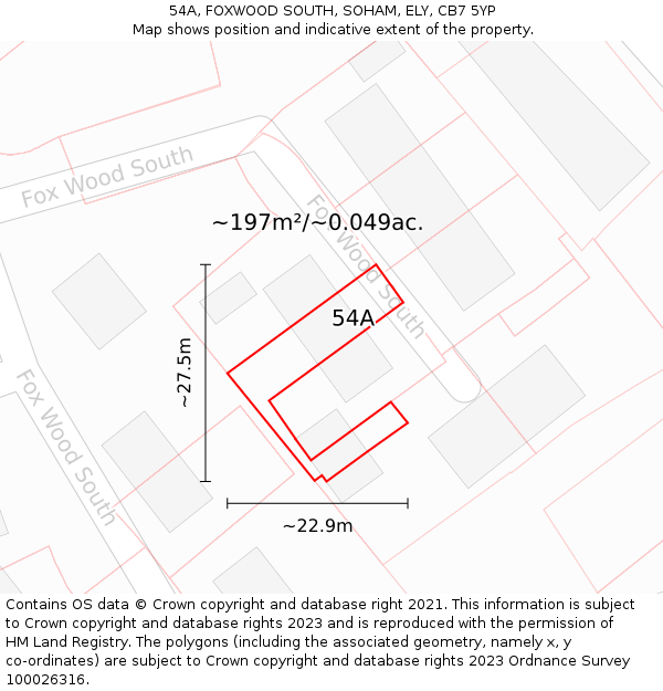 54A, FOXWOOD SOUTH, SOHAM, ELY, CB7 5YP: Plot and title map