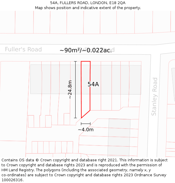 54A, FULLERS ROAD, LONDON, E18 2QA: Plot and title map