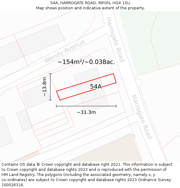 54A, HARROGATE ROAD, RIPON, HG4 1SU: Plot and title map