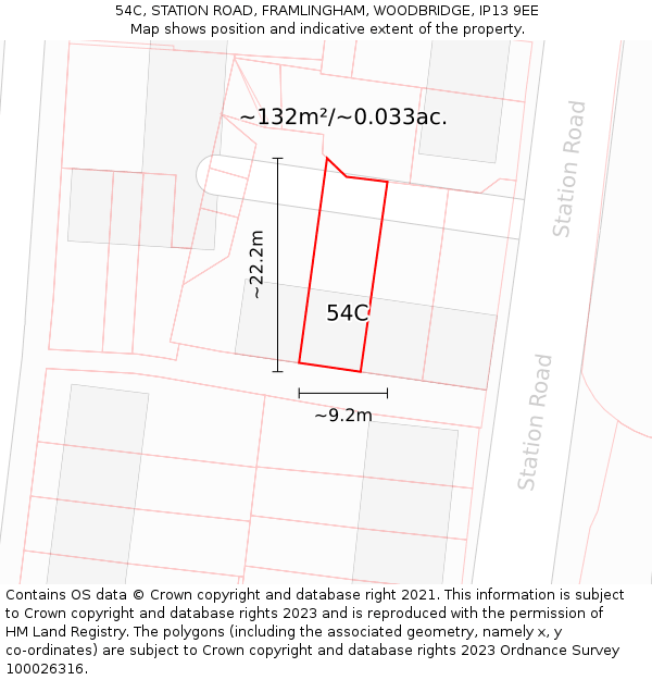54C, STATION ROAD, FRAMLINGHAM, WOODBRIDGE, IP13 9EE: Plot and title map