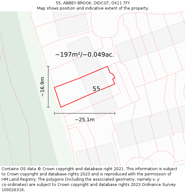 55, ABBEY BROOK, DIDCOT, OX11 7FY: Plot and title map
