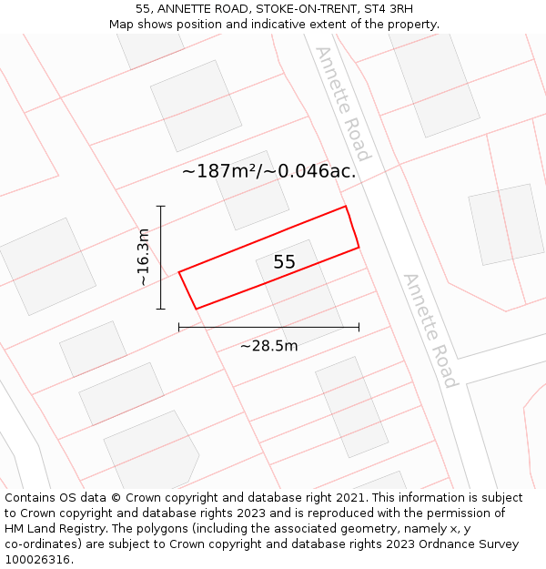 55, ANNETTE ROAD, STOKE-ON-TRENT, ST4 3RH: Plot and title map