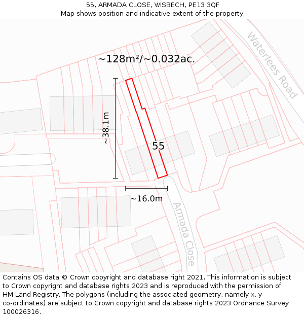 55, ARMADA CLOSE, WISBECH, PE13 3QF: Plot and title map